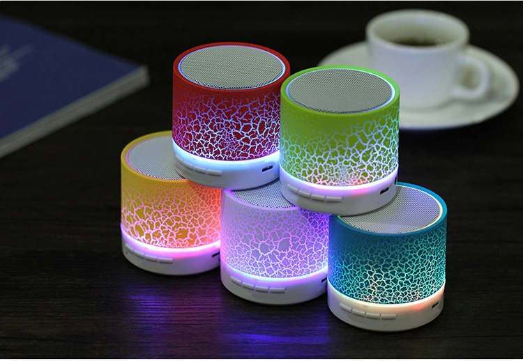 Customized Wireless Portable Mini Bluetooth Speakers with Crack LED Light