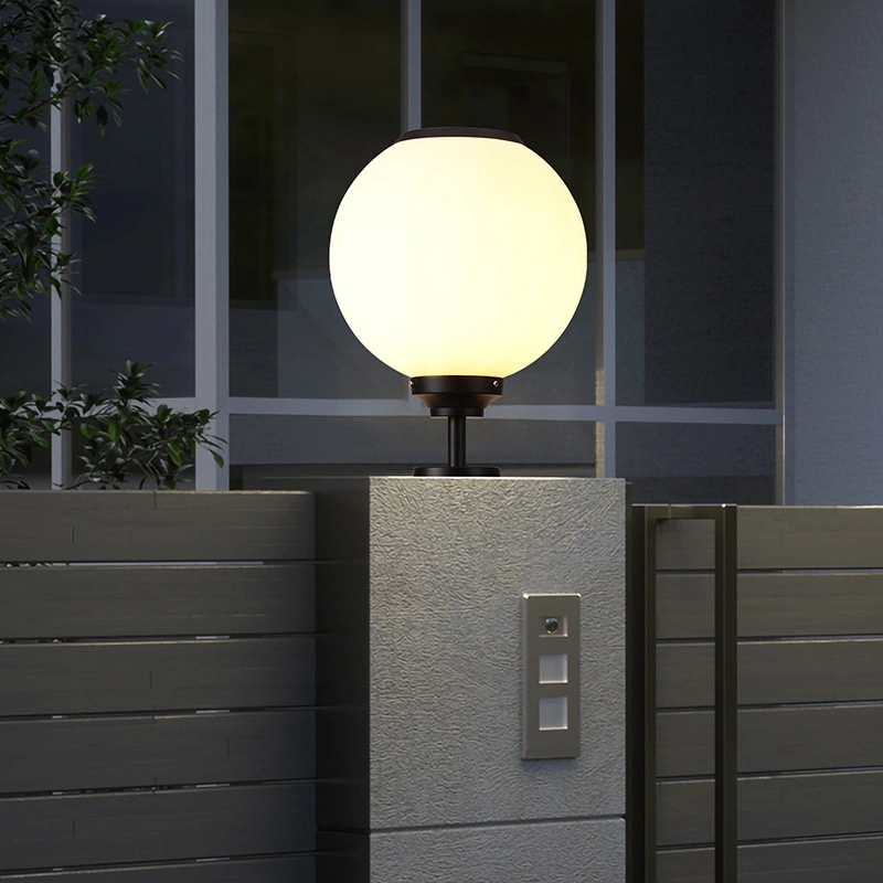 Solar Column Light Outdoor Garden Light Fence Waterproof Pillar Light Villa Gate Round Ball Outdoor Balcony Light