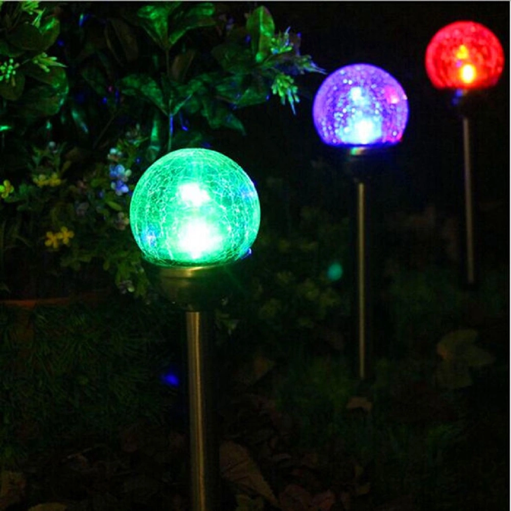 Outdoor Cracked Glass Ball LED Color Changing Landscape Solar Street Lights Wyz18068