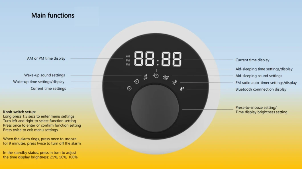 Function Display Warm Dimming 2020 New Design Sunrise Kids Portable Alarm Clock Changing LED 7 Color Change 2020 Wake up Light Sunrise Bluetooth Speaker