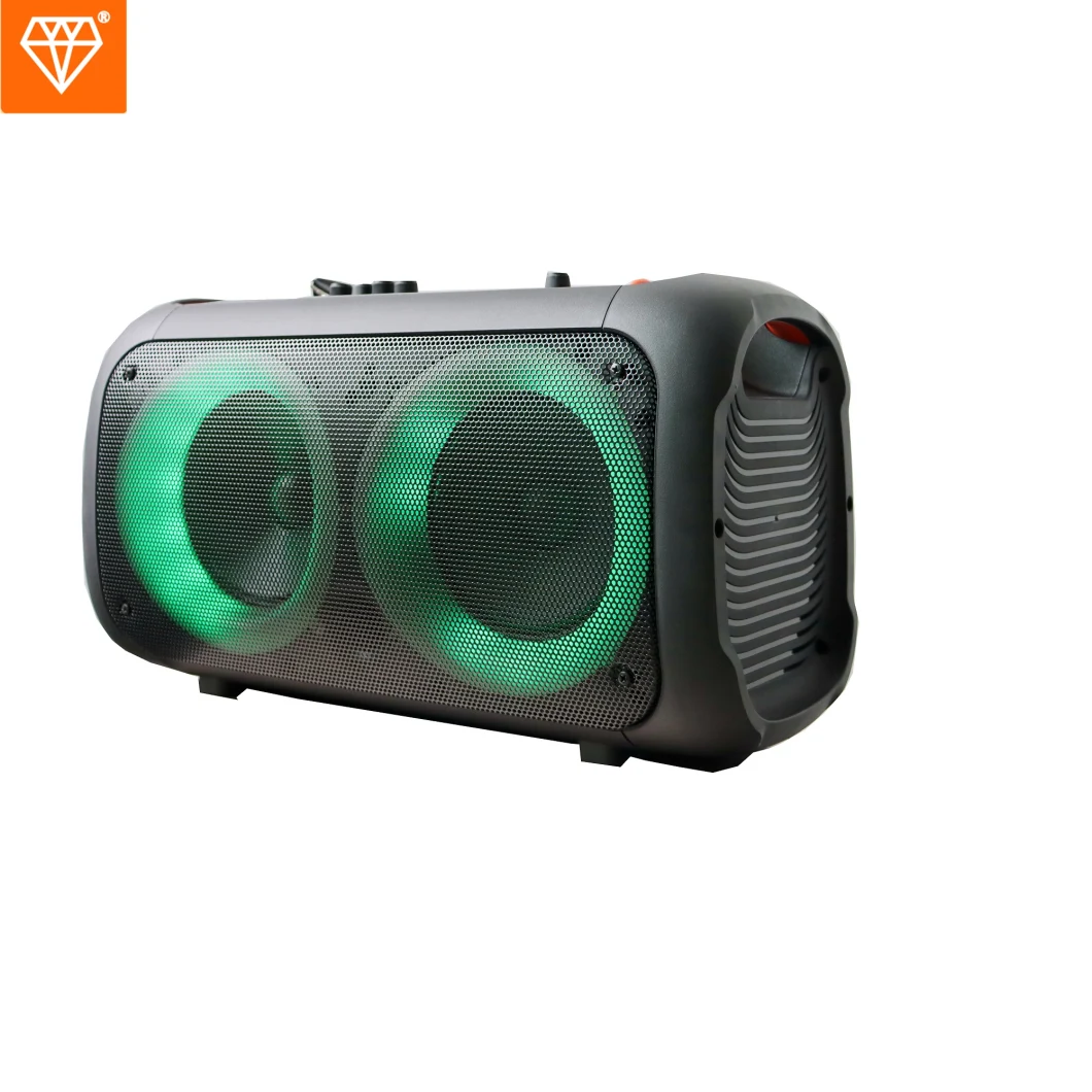 Double 6 Inch PA Speaker Wireless Speaker Portable Speaker with Flash LED